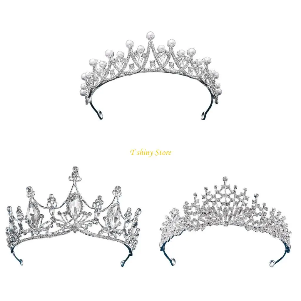 

N58F Luxurious Alloys Crown with Fashion Rhinestones Sweet Simple Styles Headwear