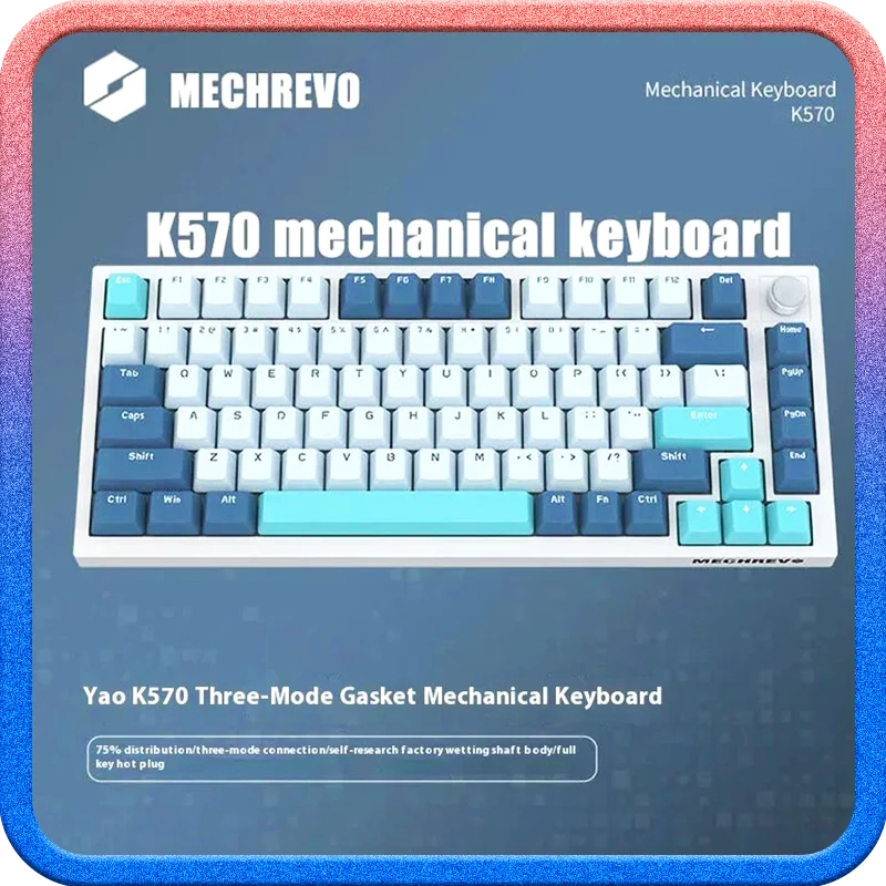 

Mechervo K570 Wireless Bluetooth Wired Three Mode Game Mechanical Keyboard Wired 81 Key Customization Hot Plug Desktop Notebook