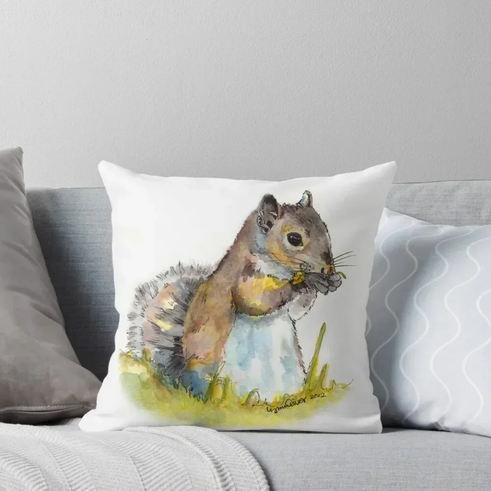 

Squirrel Tasting a Flower Throw Pillow bed pillows christmas cushions covers Luxury Pillow Cover pillow