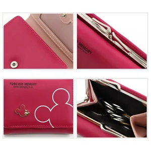 Mickey Wallet Disney cartoon mouse for women, PU leather-leather holders, mini short wallets, girls bags, fashion accessories 8 Main Sales Disney Card - №7