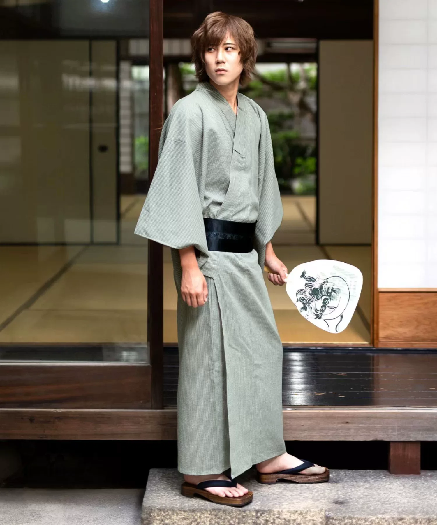 Japanese Men's Yukata Traditional Kimono Premium Linen-Cotton Blend Ideal for Travel & Photo Shoot Multiple Patterns Ava