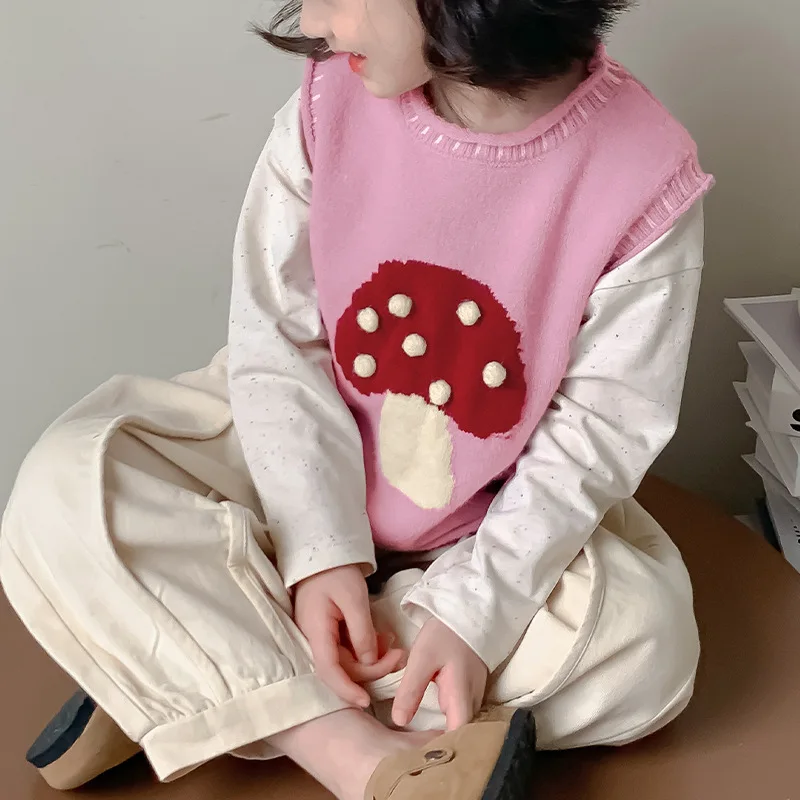 

Girls' Vest Spring/autumn 2025 New Style, Knitted Sleeveless Top for Children