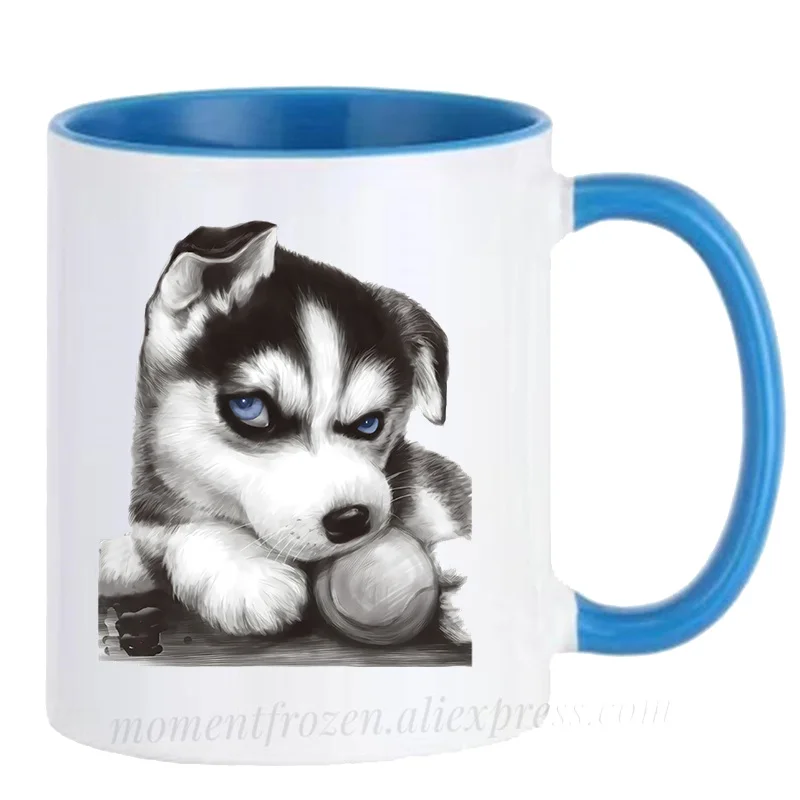 Funny Husky Dog Cups Suits Cat Coffee Mugs Outdoors Party Bonfire Camping Drink Water Juice Coffeeware Home Decal Friends Gifts