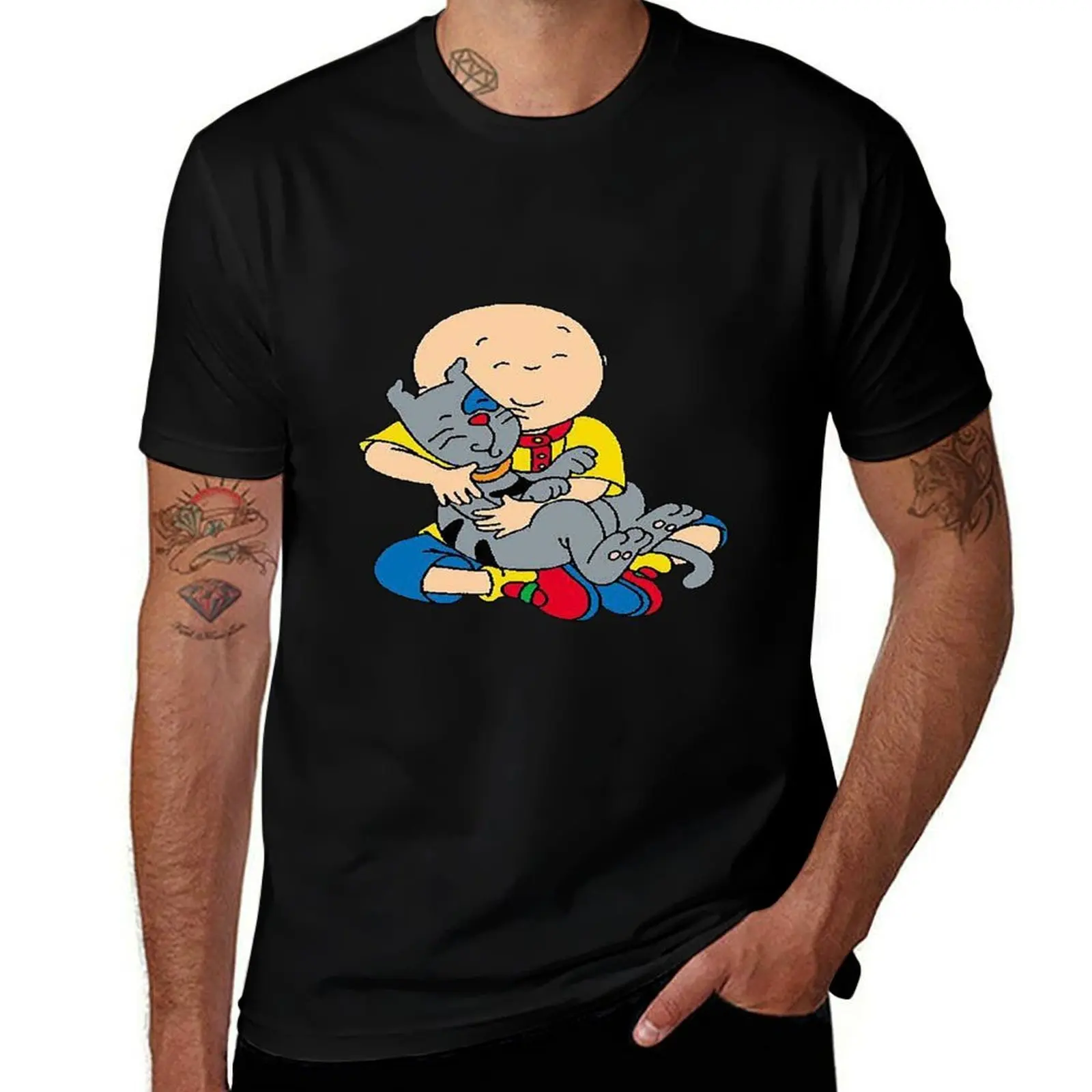 

caillou, caillou and dog T-Shirt Non-Shrink Basic Cotton T-Shirt