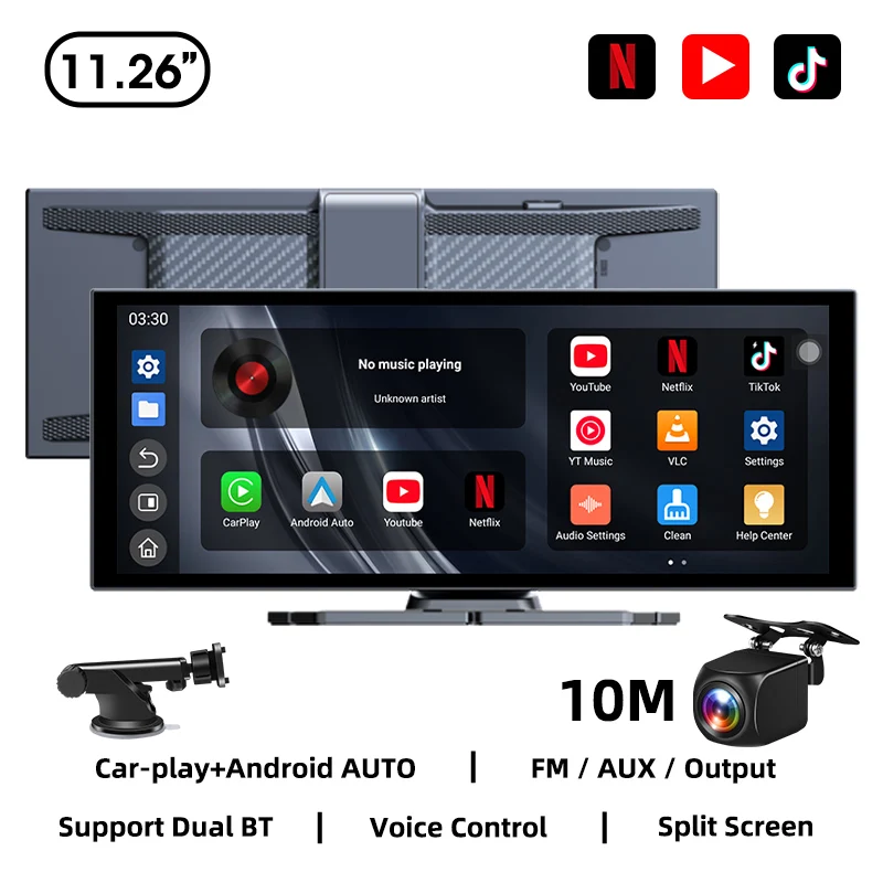 Universele 11,26 "inch Android WIFI auto multimedia speler Bluetooth draadloze Carplay auto monitor scherm voor YouTube voor Netflix - afbeelding 1