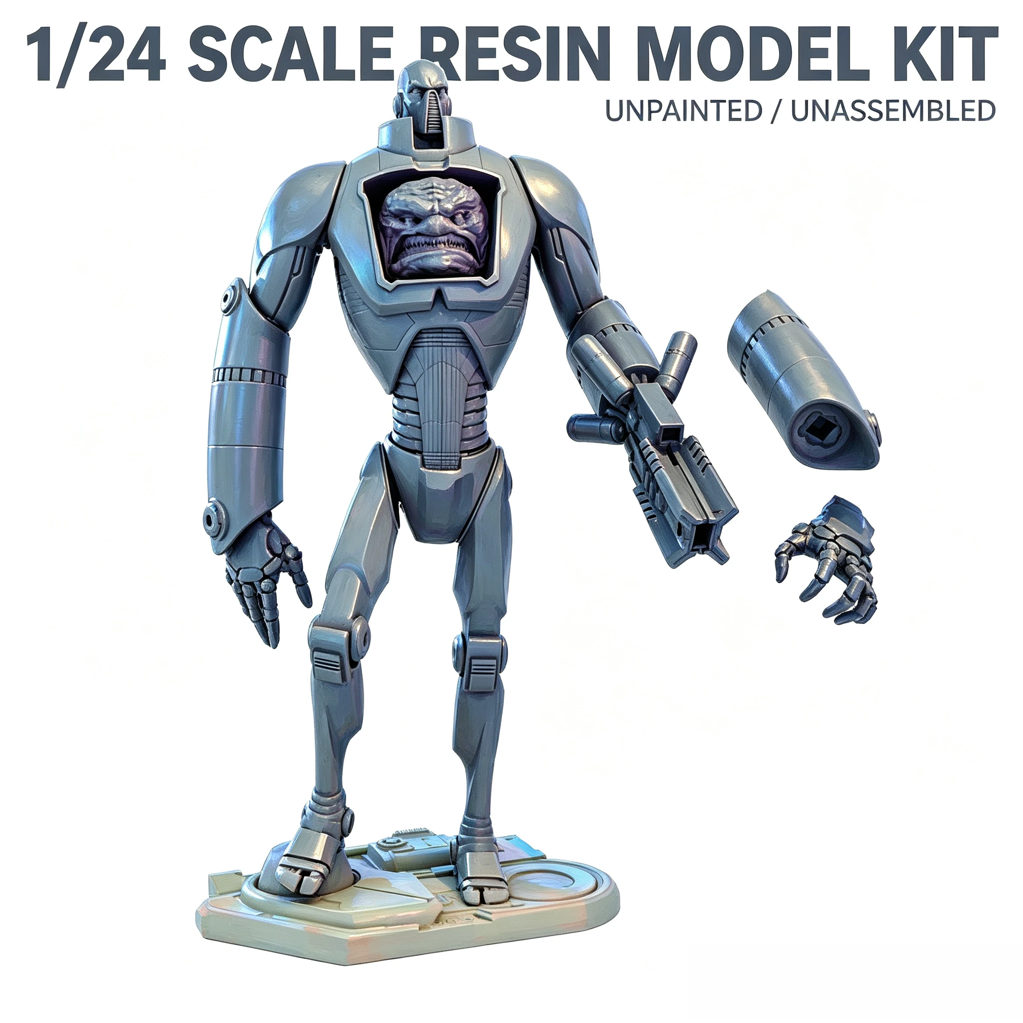 100mm Height 1/24 Cast Resin Model Assembly Kit, GK, Cyber Warrior, Unpainted Model, Needs To Be Assembled