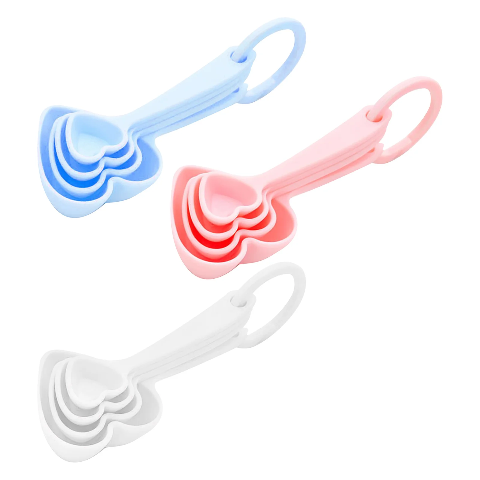 

3Sets Plastic Heart Spoon Measuring Tool Stylish Tableware for Food Beverage Mixing Ideal Kitchen Dining Accessories Gift