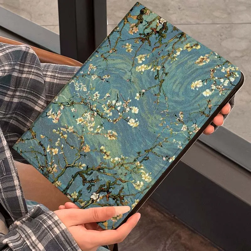 Art oil paint flowers ducks For iPad Pro Air Mini 1 2 3 4 5 6 7 7th 8th 9th 10th 11th 10.2 9.7 10.5 10.9 11 12.9 Tablet Case