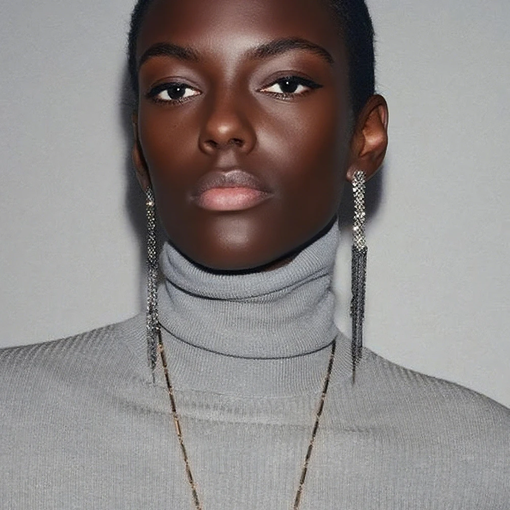 

ZAA Vintage Shiny Rhinestone Long Tassels Fringe Earrings for Women Fashion Holiday Party Jewelry Gifts