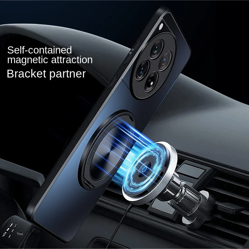 For OnePlus 12 12R 11 11R 10T Case Hard Matte With Ring Magnetic Protective Back Cover Case For One Plus 12R 11R 10T Phone Shell