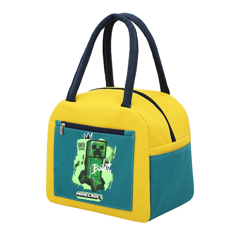 Spelthema Lunchtas Isolatie Bento Pack Minecrafted bedrukt Thermische voedselzak Maaltijdpakket IcePack kinderen Bento Lunchhandtas