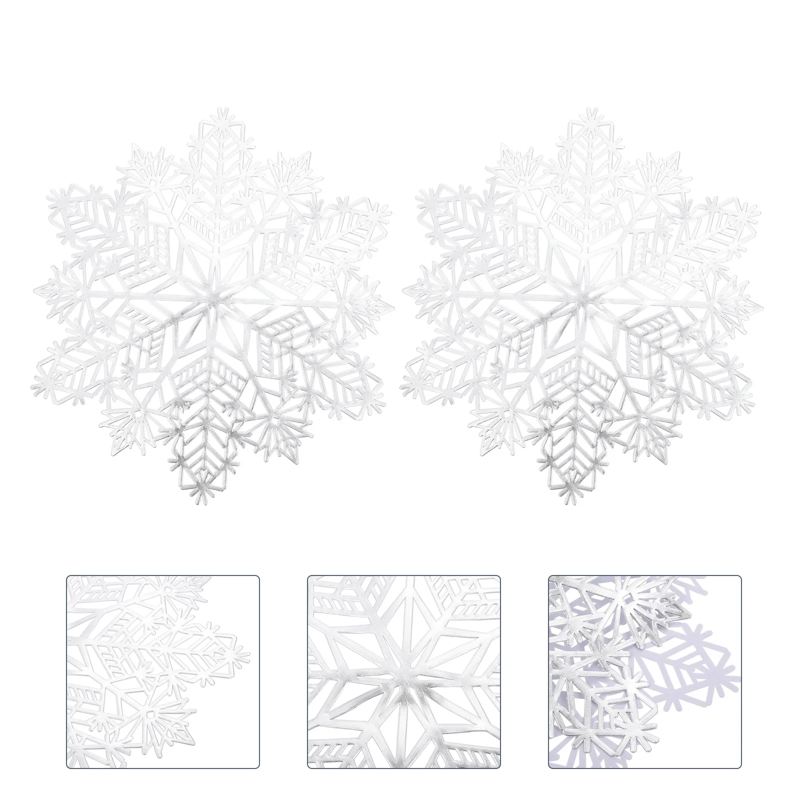 

2Pcs Christmas Snowflake Placemats White Decorative PVC Table Mat Party Placemat Table Protection Mat Xmas Dinner Decor