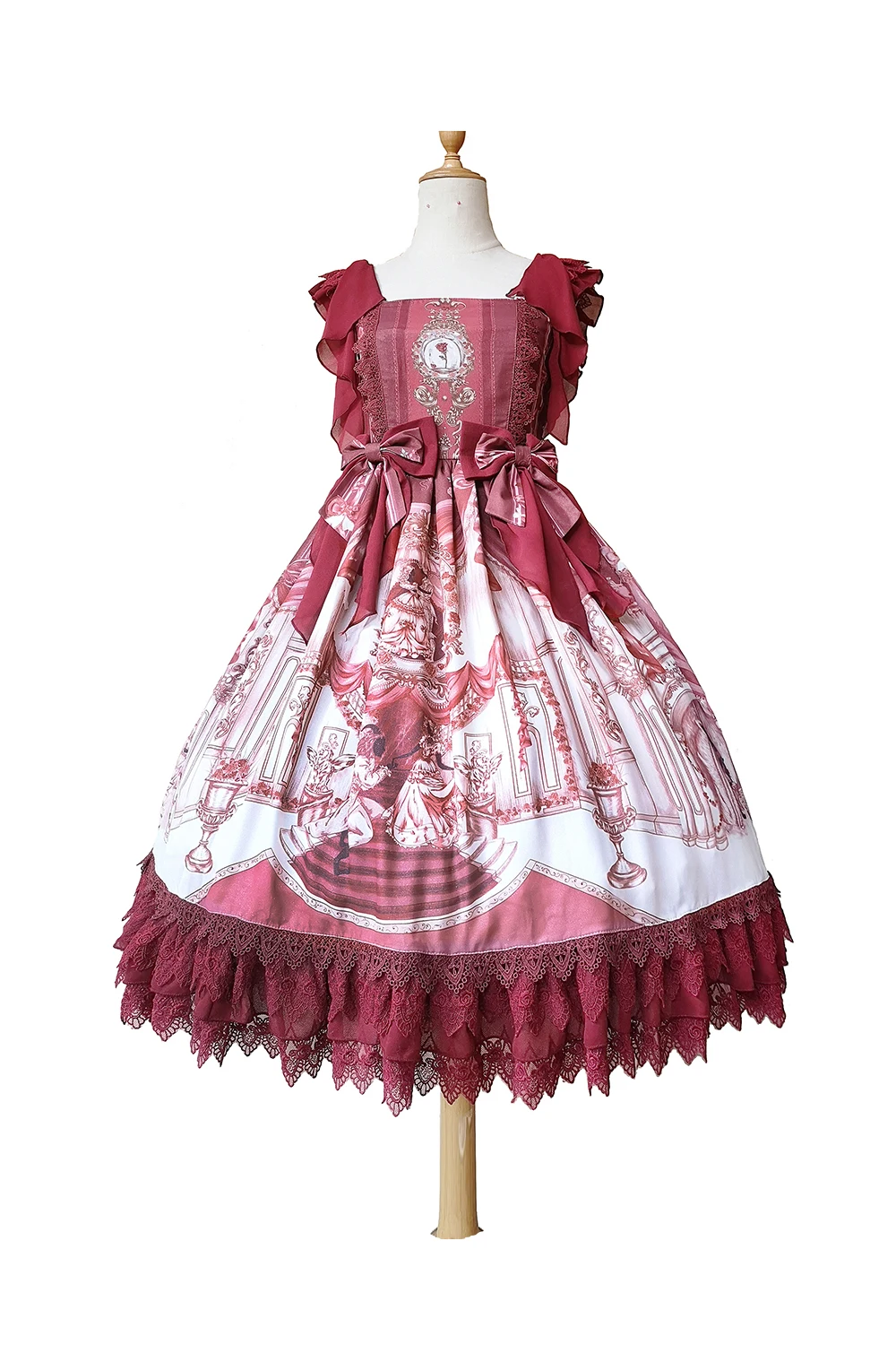 Original French Court Style Princess Dresses JSK Autumn Women's Cute Printed Vintage Dress Sweet Lolita Fairy Dress Vestidos