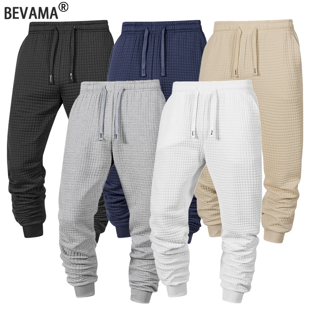 

Autumn Jacquard Check Sports Pants Men Daily Casual Sweatpants New Solid Color Workout Long Pants Male Jogging Straight Trousers