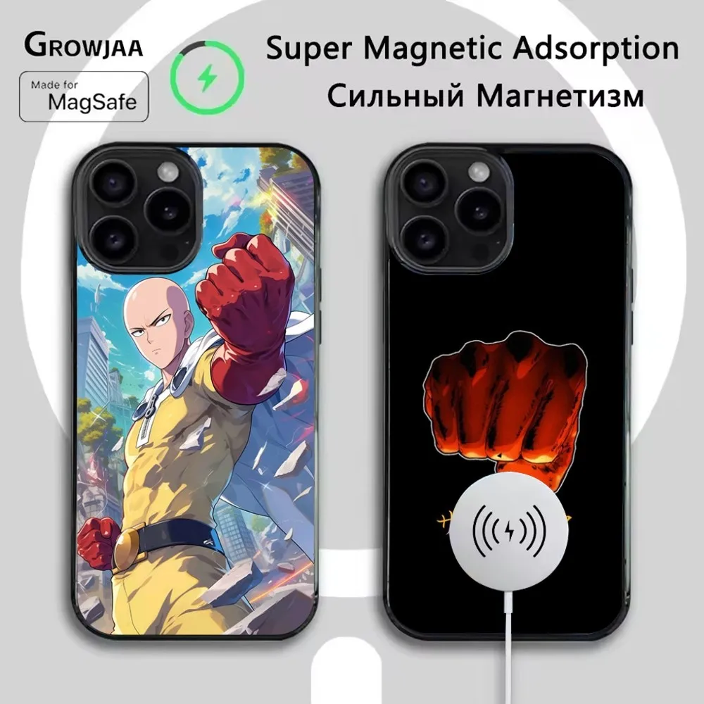 

One P-Punch Man Saitama Phone Case For iPhone 16e,16,15,14,13,12,11,Plus,Pro,Max,Mini Magsafe Magnetic Wireless Charging