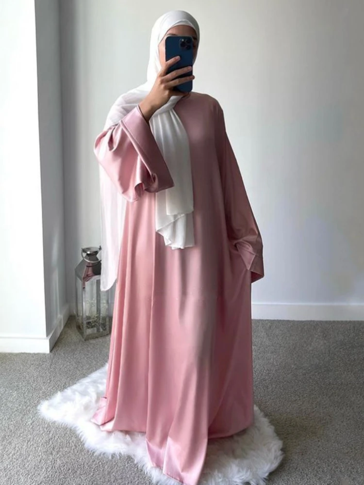 Eid Morocco Dress Muslim Women Abaya Satin Loose Abayas Dubai Turkey Evening Party Dresses Kaftan Robe Longue Vestidos Largos