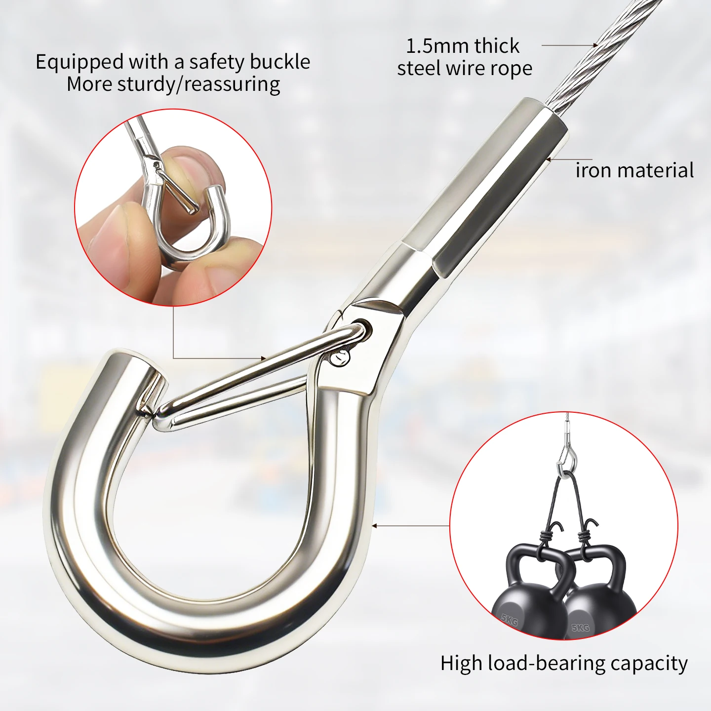Picture 4: Stainless Steel Cable Sling, Adjustable Steel Wire Rope, 180 Degree Adjustable Suspension for Hanging Various Items