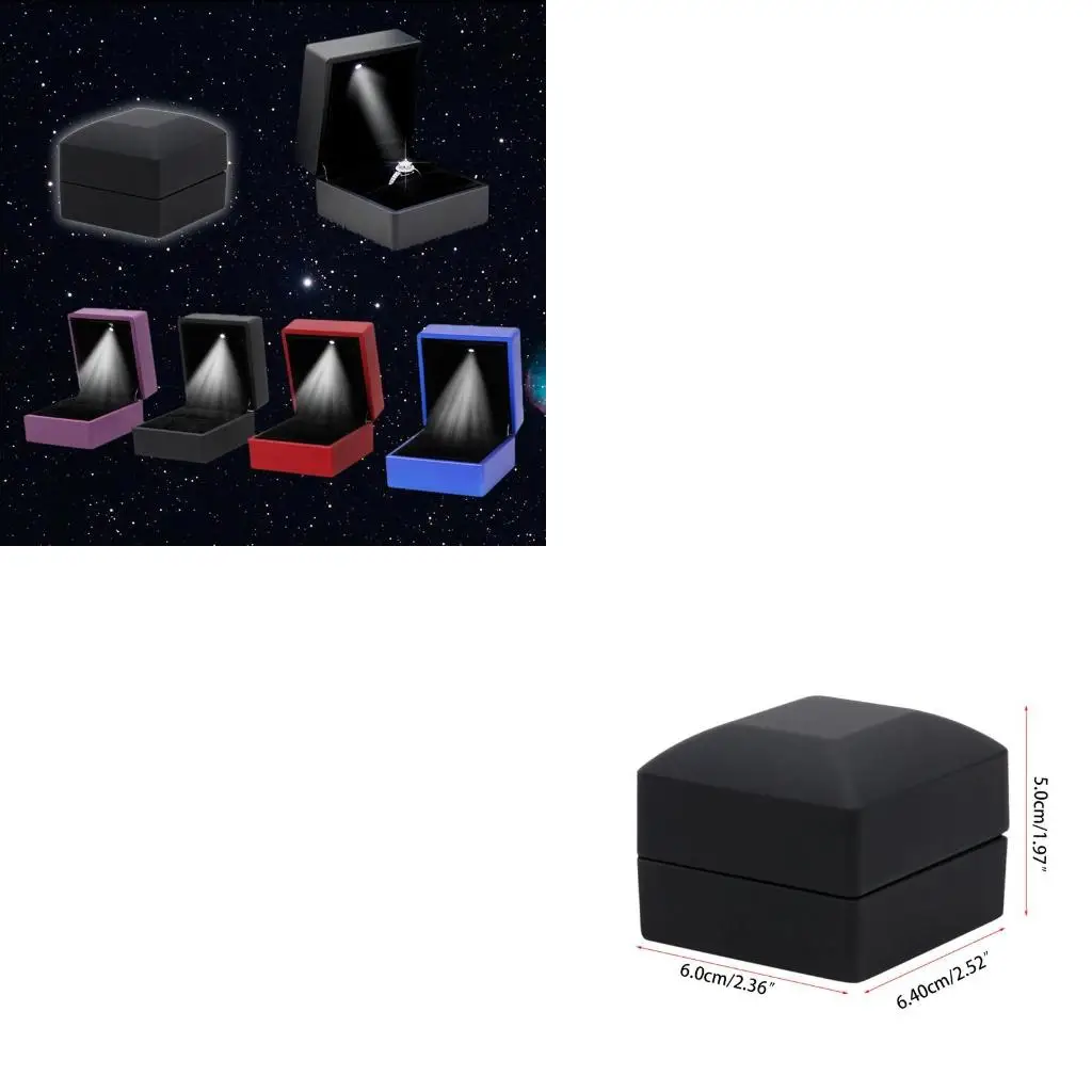  Personality Ring Box with LED Light Jewelry Display Gift Box for Proposal Engagement Wedding Jewelry Display Holder