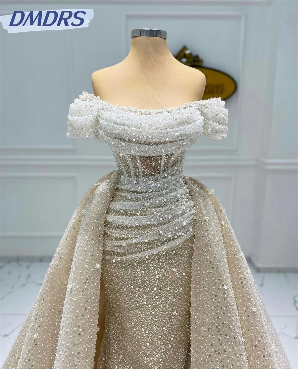 Luxe Kralen Avondjurk 2024 Elegante Zeemeermin Feestjurk Romantische Mouwloze Vloerlange Jurken Vestidos De Novia