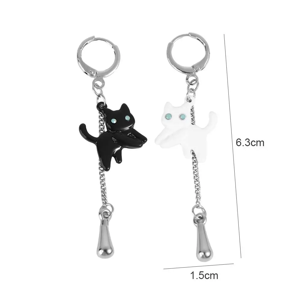 Korean Style Kitten Stud Earrings Women Tassels Asymmetrical Cat Earrings Ear Accessories Fashion Jewelry Gifts Personality