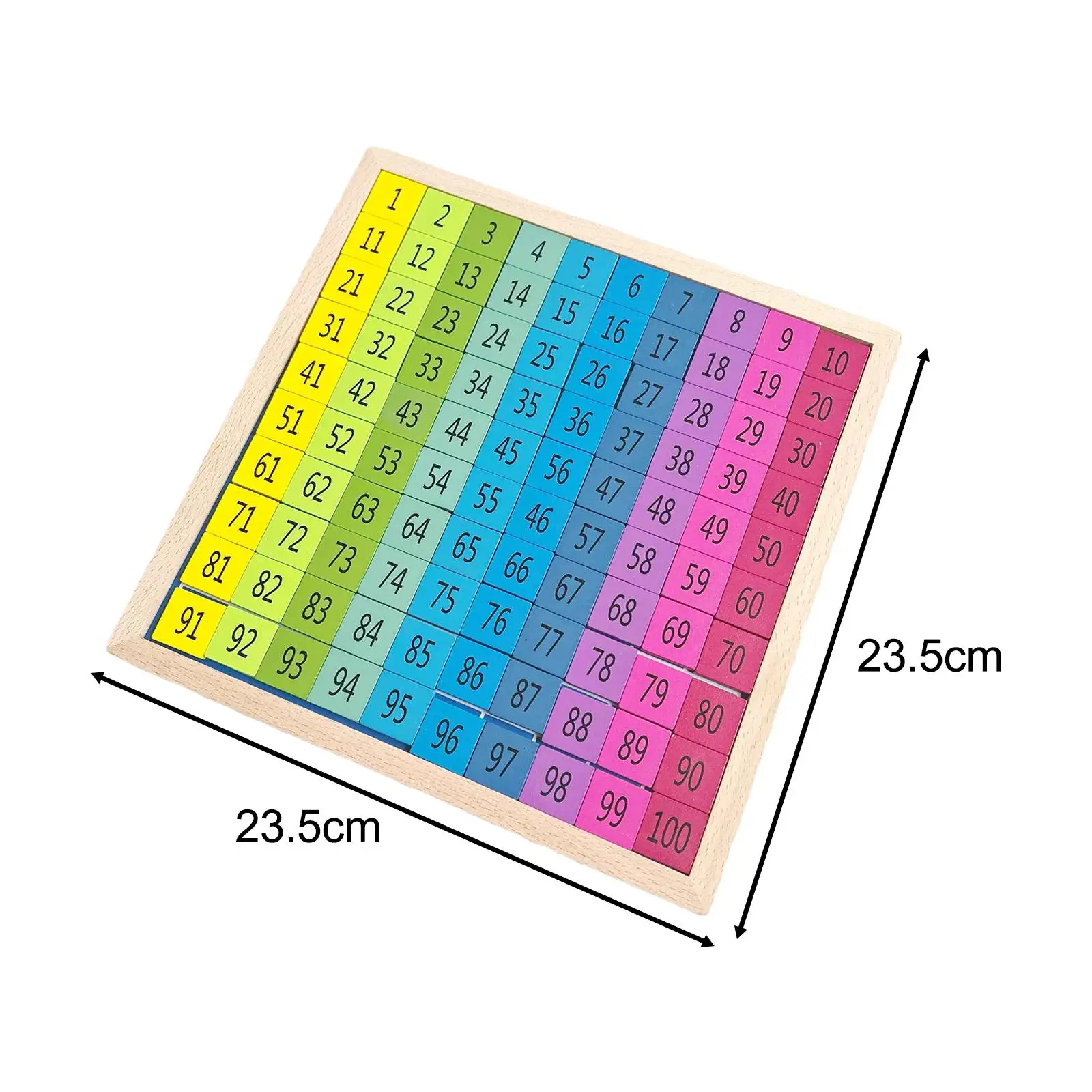 Hölzerne Nummerntafel mit 1–100 aufeinanderfolgende Zahlen, Lernaktivitäten, Mathe-Spiele, pädagogisches Hundert-Brettspiel-Spielzeug