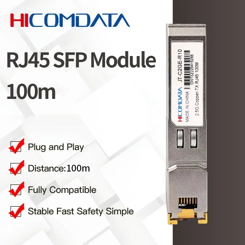 

HICOMDATA 2.5G RJ45 SFP Copper Module 2.5G RJ45 Port Transceiver 2.5GBase-T RJ45 Compatible with Cisco/Mikrotik Ethernet Switch