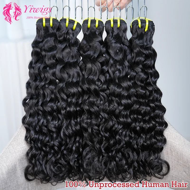 Water Wave Bundles 100% Unprocessed Raw Virgin Human Hair Bundles 1B Natural Black Wet And Wavy Weave Extensions