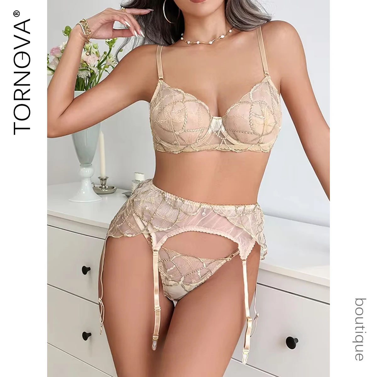 

Tornova Sexy Adult Set Sexy Lingerie Outfit Underwear Women Set Ladies Bra and Panties Sets Lingerieset Dames Sexy Lingerie Set