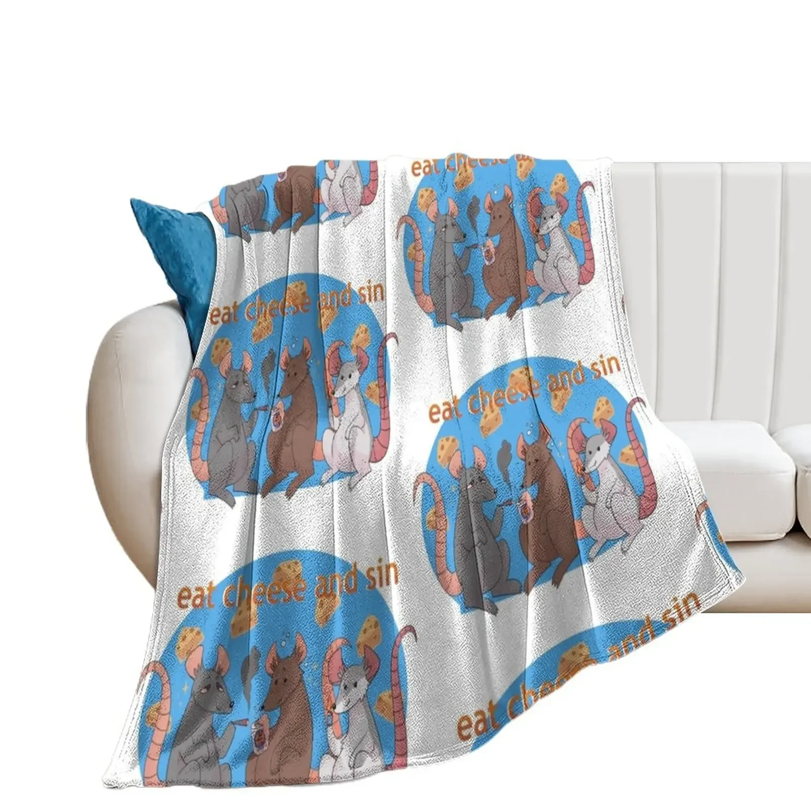 

Eat cheese and sin Throw Blanket Loose Single Thermals For Travel Furrys Blankets