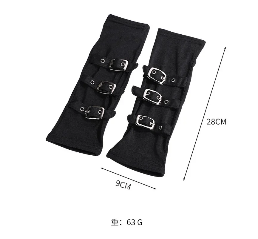 Punk Schwarze Handschuhe Finger Lange Armband Handgelenk Strap 28CM Arm Wärmer Milch Seide Lange Manschette Gothic Hip-hop Party Cosplay Sexy