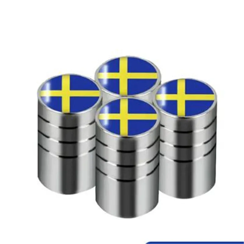 40pcs/lot Car Sweden Flag Logo Tire Valve Cap Truck Motorcycle Bike Wheel Stem Cap For BMW Benz Seat Toyota Honda Suzuki Swedish