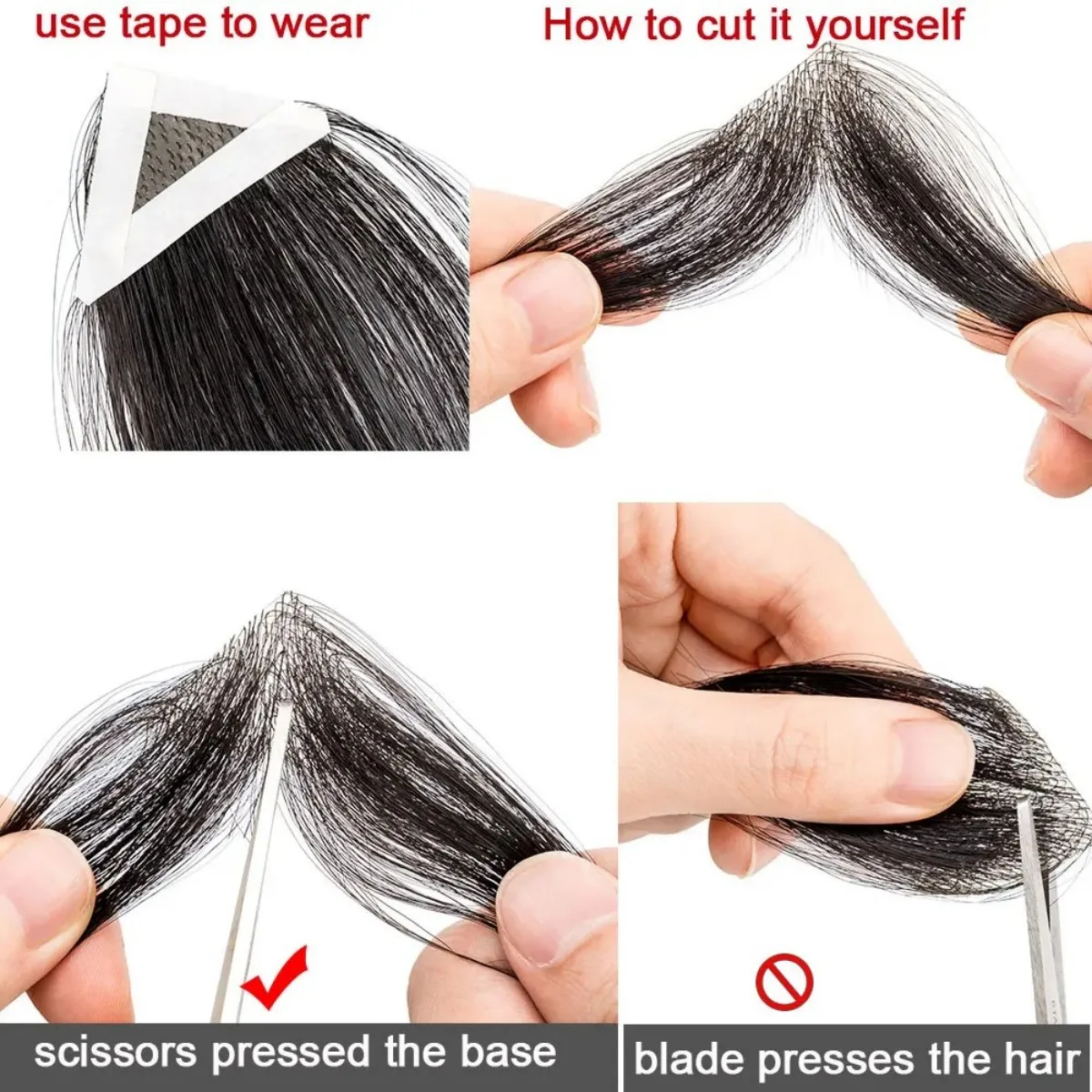 رقع شعر معبد صغيرة الحجم باللون الأسود الطبيعي للرجال والنساء قطعتين من قطع الشعر لتساقط خط الشعر بقاعدة من البولي يوريثان #6