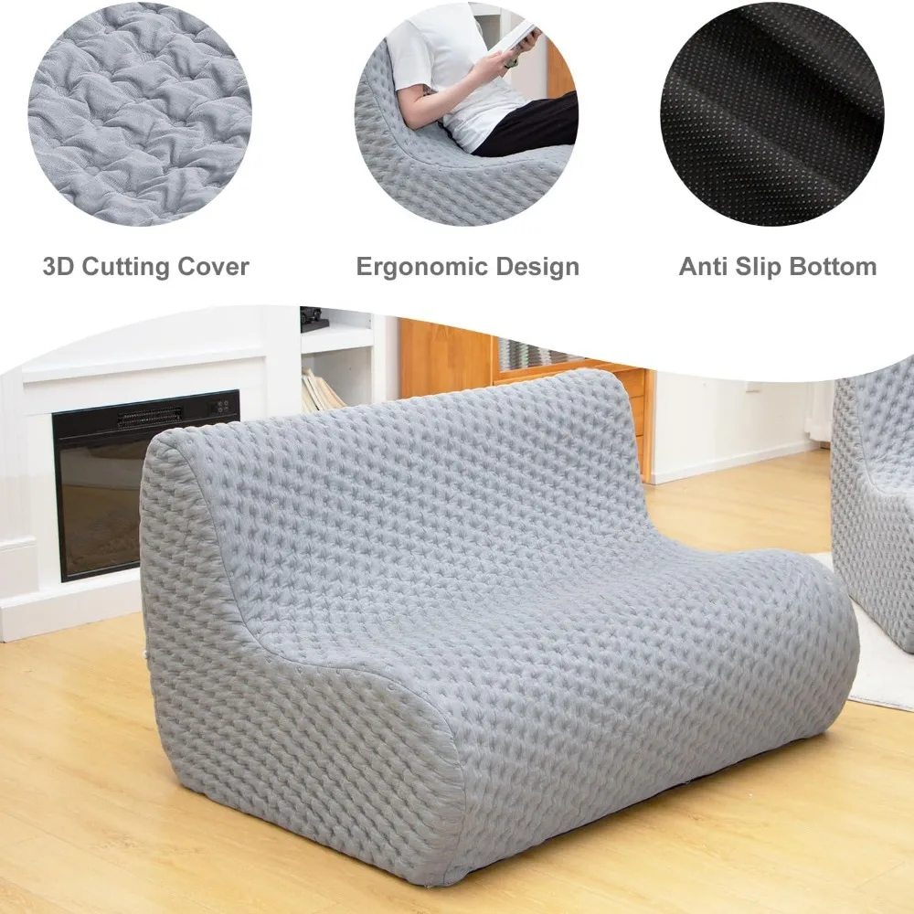 The 2nd Gen Loveseat Foam Sofa, Armless Floor Sofa, One Piece High Density Foam, Removable and Machine Washable Cover