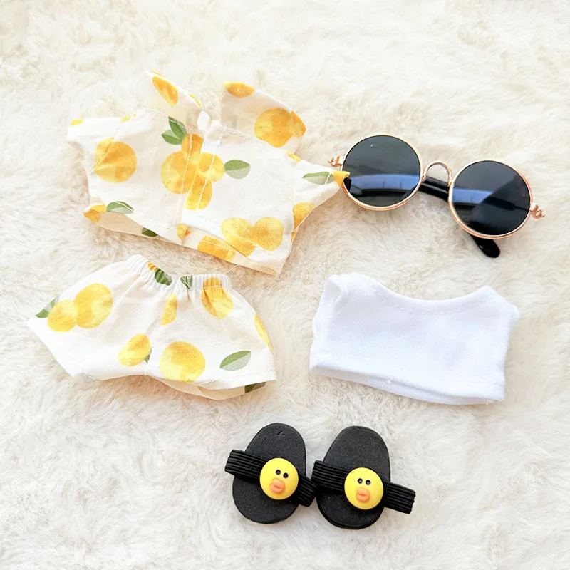15-17cm Mini Plush Doll Overalls: Beach Vacation Style Outfit for Kawaii Fashion Dolls, Adjustable Fit Summer Clothing image 6