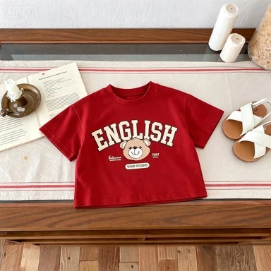 Summer Children's Round Neck T-shirt Fashionable And Cute Printed Loose Top Suitable For Both Men And Women