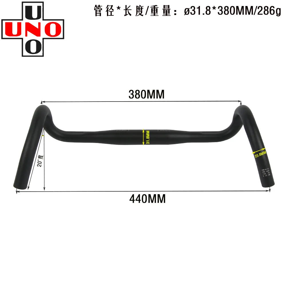 UNO FL12 Gravel Cross-Country Lenker/Gebogener Lenker aus Aluminium für Fahrräder 31,8X380/400/420/440/460MM – Detail 8