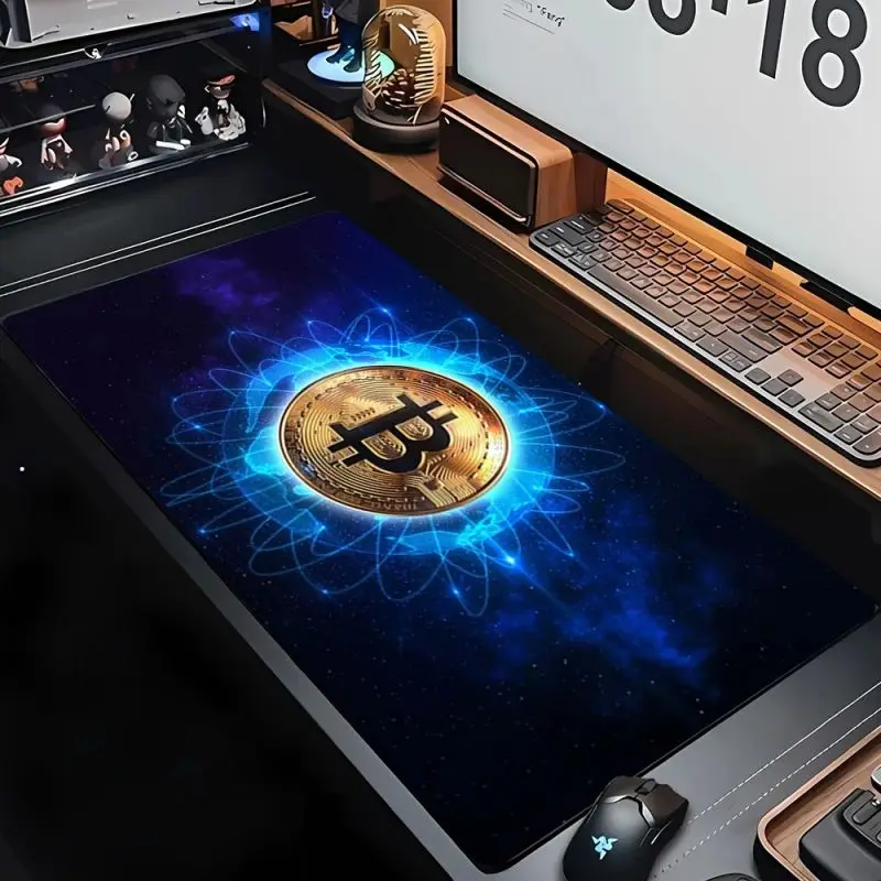 Bitcoin Print Mousepad Gaming Accessories Mouse Pad for Home Laptop Decor Cabinet Pads XXL PC Gamer Computer Keyboard Desk Mat