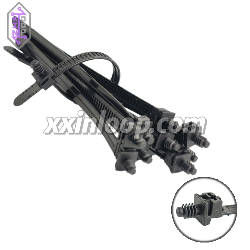 

ZDG110×8×φ5.5/20 PA66 Черная кабельная стяжка 151 мм для отверстия для монтажа на панели диаметром пакета диаметром 4–30 мм, фиксирующая жгут проводов и кабель