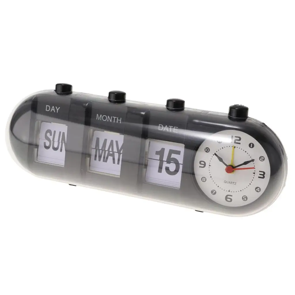 File Down Page Clock Vintage Style Bedside Clock Digital Table Clock for Bedroom Office Living Spaces