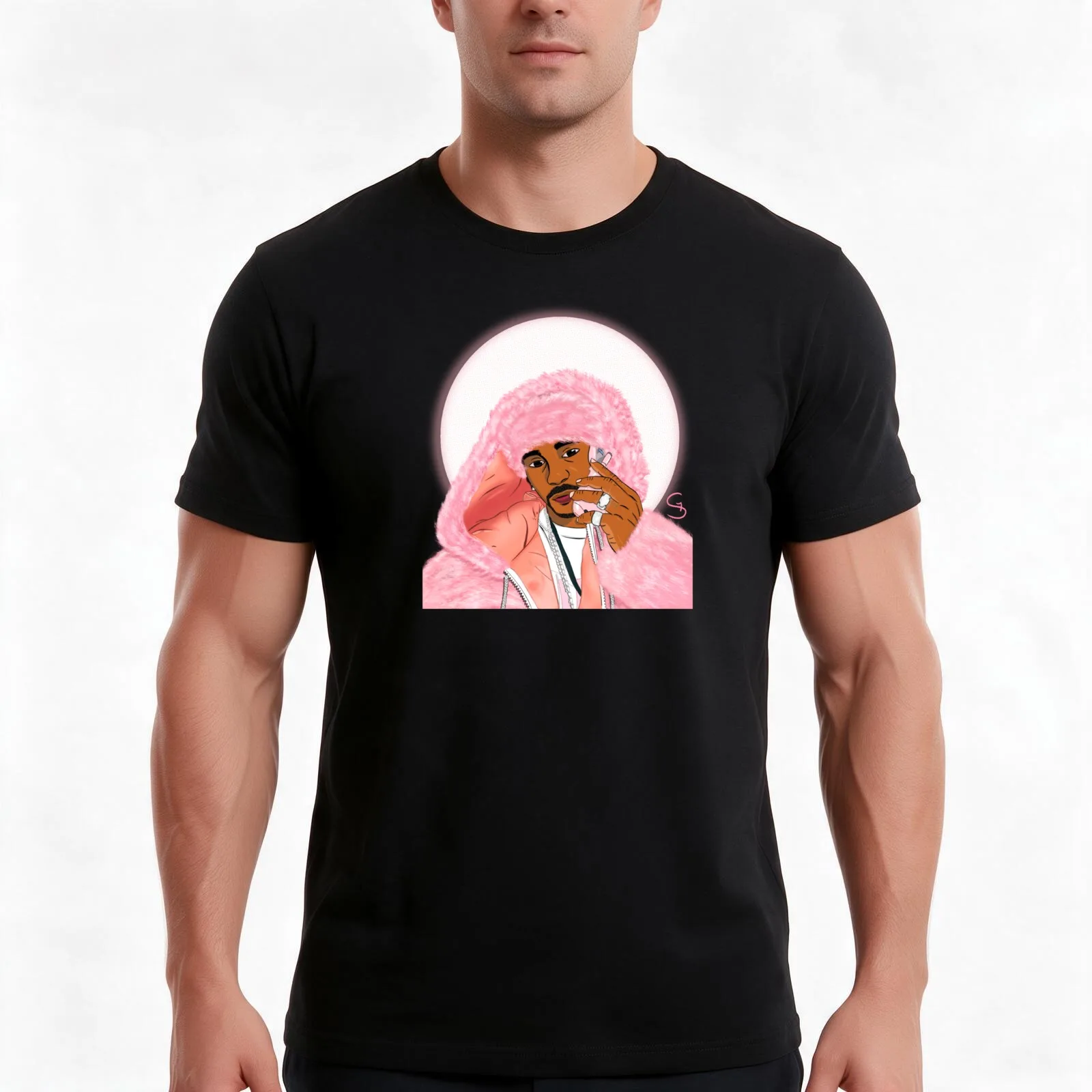 Pink Fur Cam'Ron Sticker T-Shirt, Summer Casual Cotton Tee, Oversized Streetwear Tops, Vintage Graphic Print, Unisex Men Women
