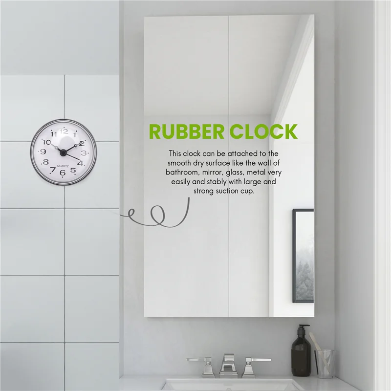 

B-T 7cm Waterproof Kitchen Bathroom Shower Clock Suction Cup Sucker Wall Black