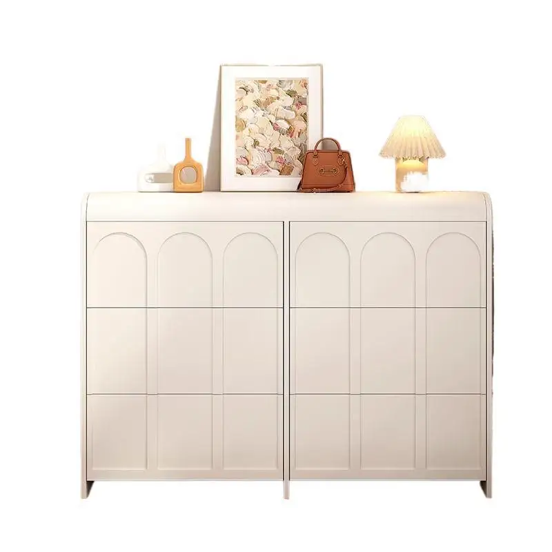 

Cream ultra-thin tipping bucket shoe cabinet, door storage entrance integrated large-capacity shoe rack