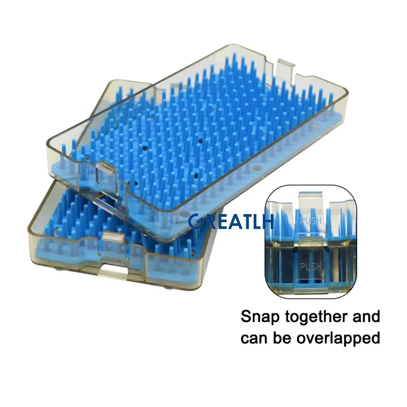 GREATLH Single Double Layer Sterilize Box Overlapping Disinfection Case with Silicone Mat for Surgical Instrument