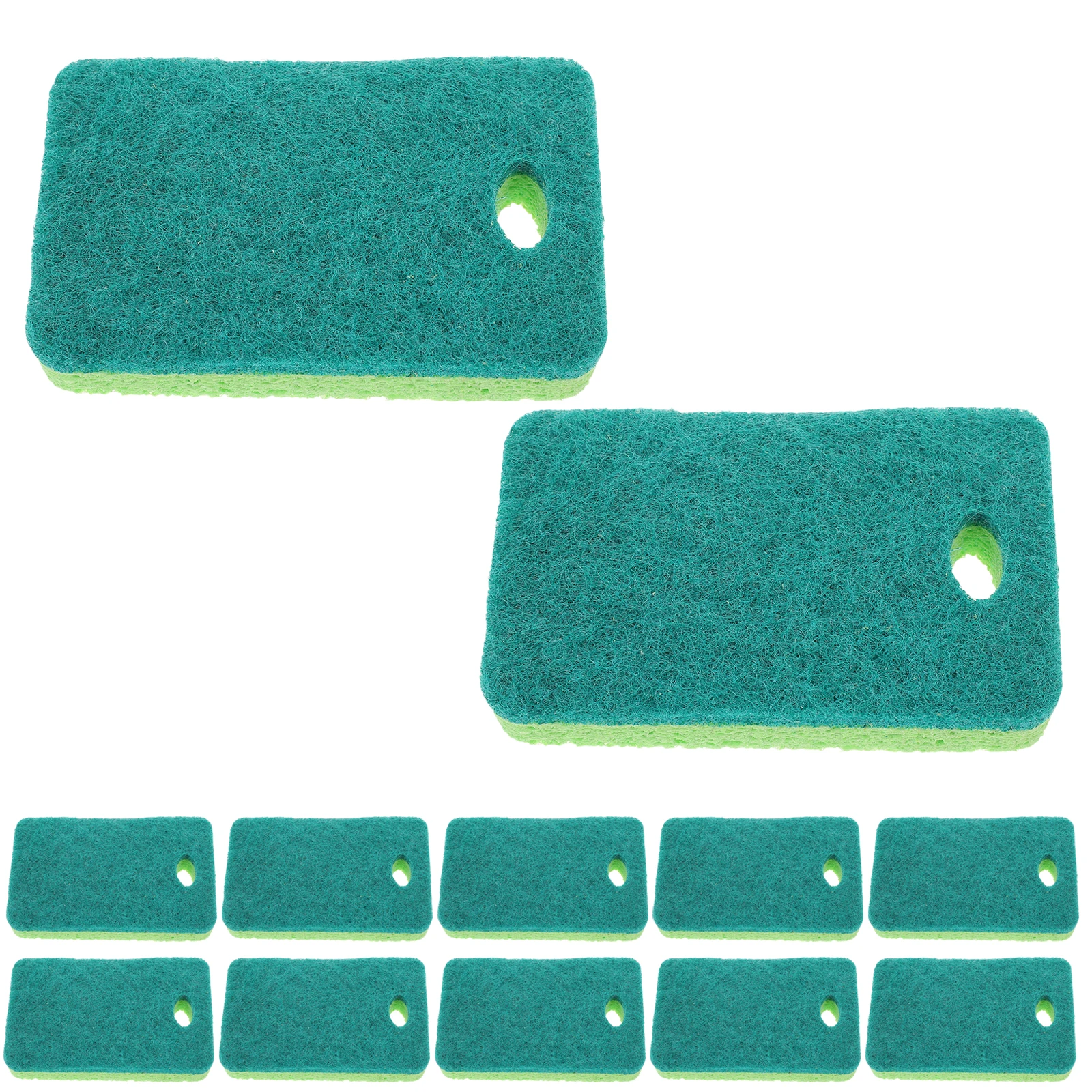 

12 Pcs 11x7x2cm Kitchen Sponge Pad Double Sided Scrubbers Green Wood Pulp Cotton Reusable Cleaning Sponges for Dishes Pots Sinks