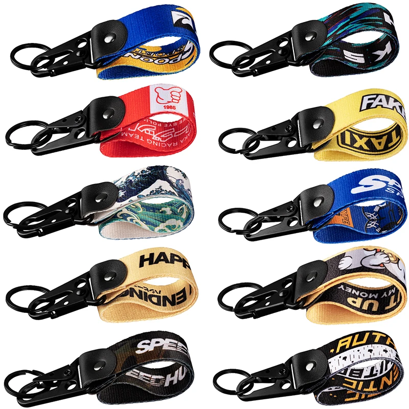 1PCS JDM Key Tag Racing Car Motorcycle Keychain Ring Car Lanyard Key Strap Car Accessories For Fake Taxi HKS Keychain