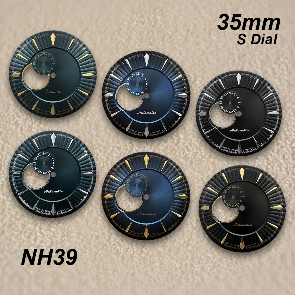 35mm Cocktail S Dial For NH39 Automatic Movement High-Quality Hollow Out Sunburst Watch Modification Accessories