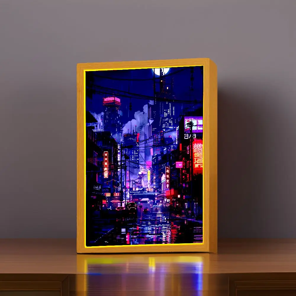 Beautiful City Changsha Light Painting Photo Frame Led Night Lamp Wall Home Kid Bedroom Decorate Moon Lamp Friend Birthday Gifts