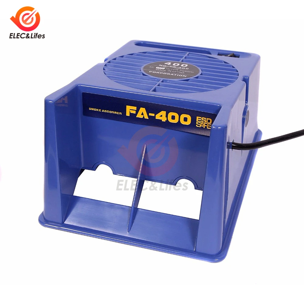 FA-400 absorbente de humo de hierro para soldadura, Extractor de humos ESD, instrumento de fumar con 5 esponjas de filtro de carbón activado gratis, 220V/110V