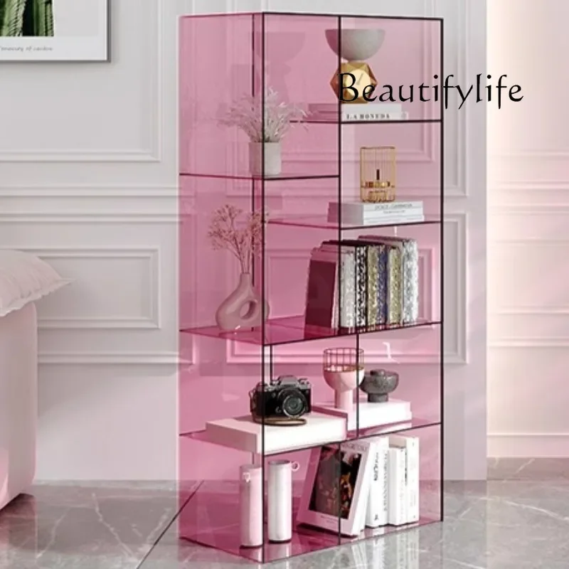 BA Acrylic Luxury Solid Color Bookcases Rectangle Multi-layer Floor-standing Bookcases Modern Simple Fashional Home Furniture