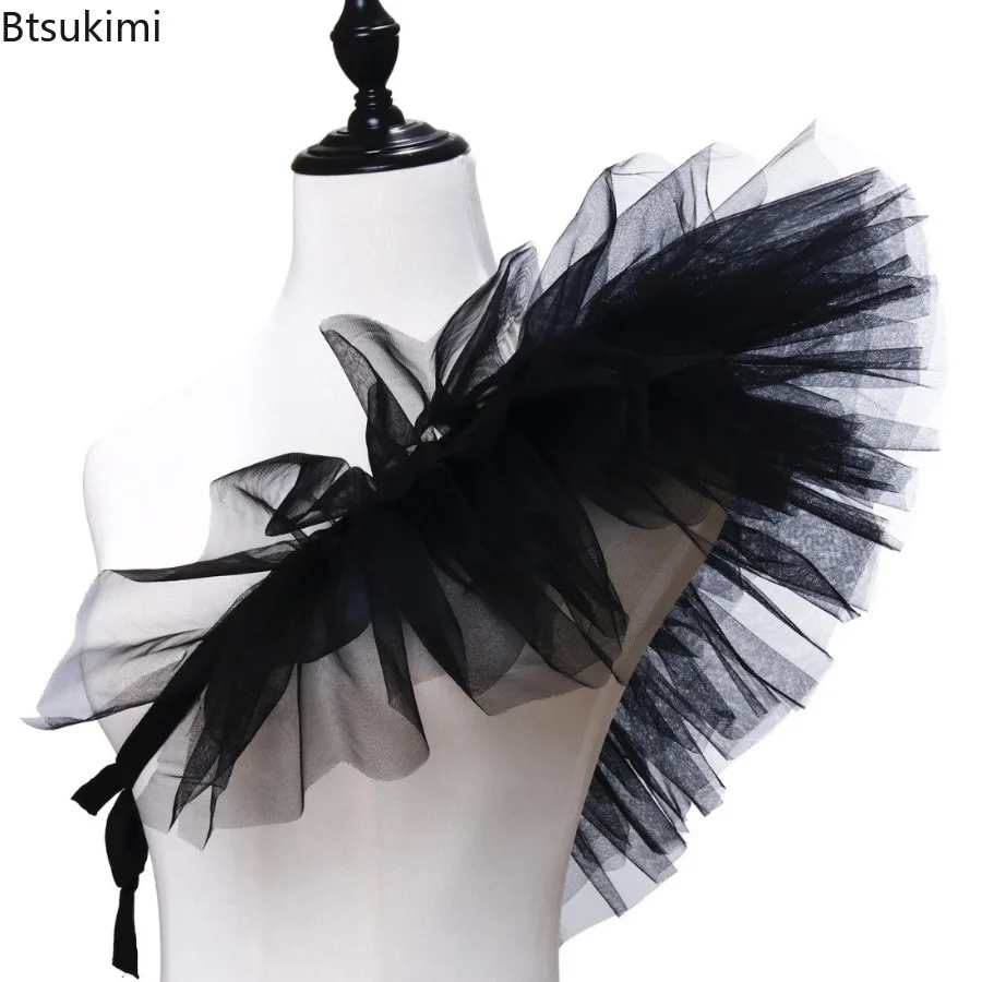 2026 New Ponpon Net-silk Shawl False Collar Slanted Cross-body Welcome Ribbon for Dance Party Accessory Decoration Neckband Prop